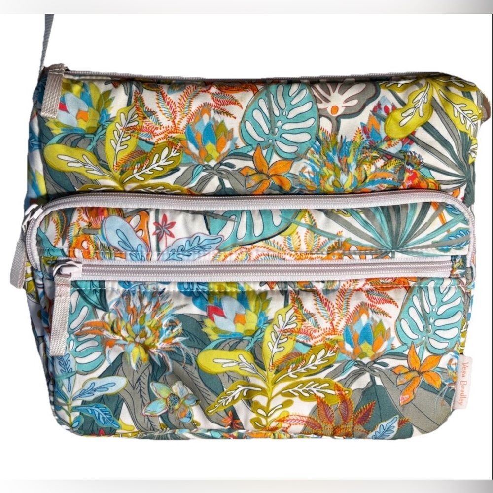 Vera Bradley Rain Forest Canopy Utility Crossbody Purse Bag Tropical EUC!